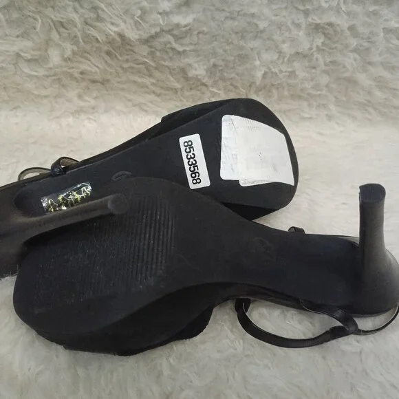 Michael Kors Black Felicia T Strap Platform Peep Toe Heel US 8M - Picture 5 of 8